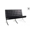 MODESTO sofa dwuosobowa BARCELON czarna - ekoskóra, stal polerowana