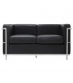 Sofa dwuosobowa SOFT LC2 czarna - włoska skóra naturalna, metal