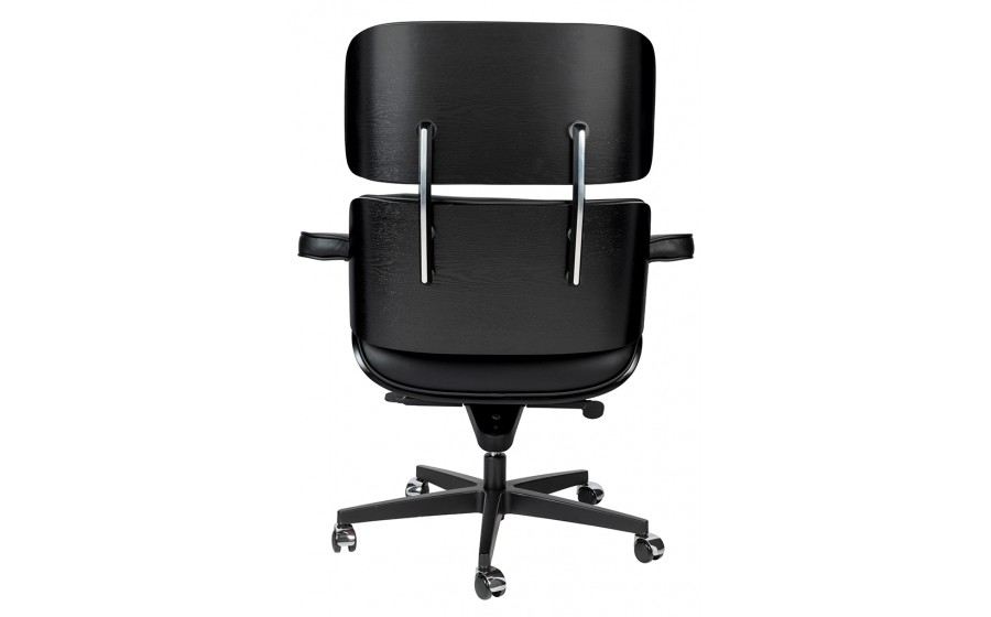 Fotel biurowy LOUNGE GUBERNATOR czarny - czarny jesion, skóra naturalna, podstawa czarna