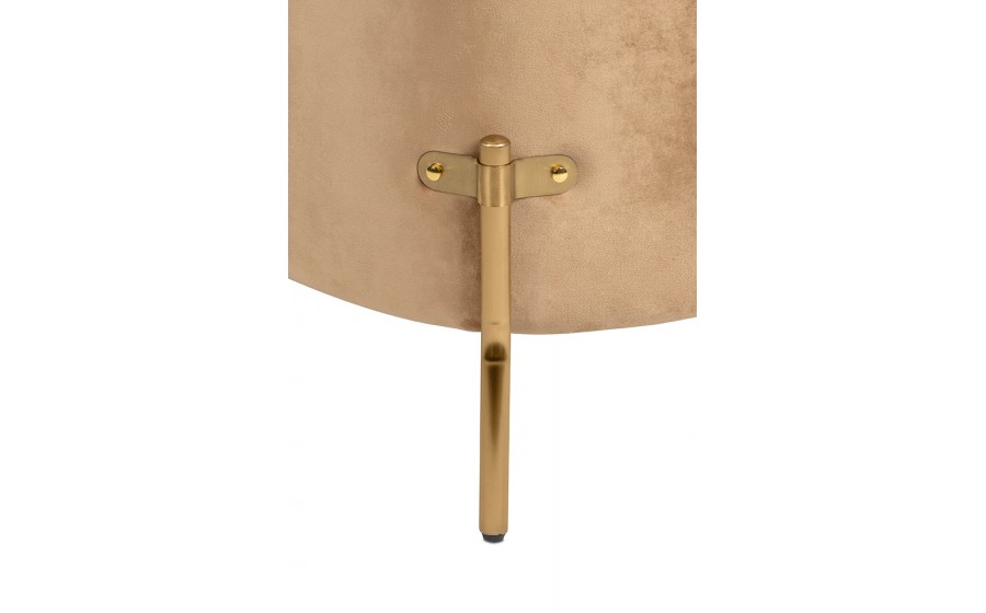 Fotel tapicerowany VENICE tkanina pepitka biały brązowowy złota podstawa