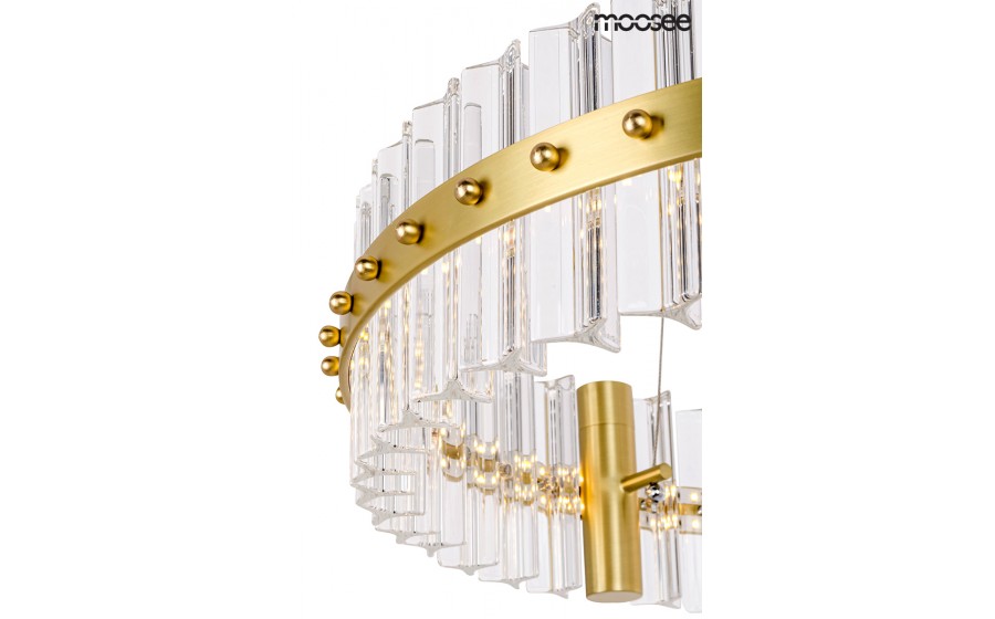 MOOSEE lampa wisząca SATURNUS 47 złota - LED, kryształ, stal szczotkowana