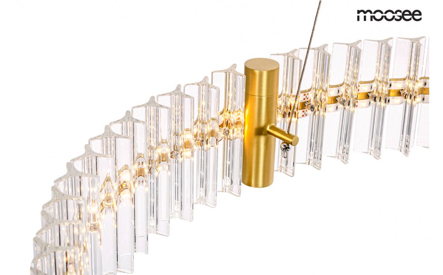 MOOSEE lampa wisząca SATURNUS 85 złota - LED, kryształ, stal szczotkowana