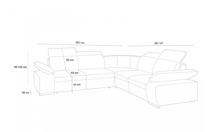 Narożnik CONTINENTAL M z funkcją spania - II grupa tkanin