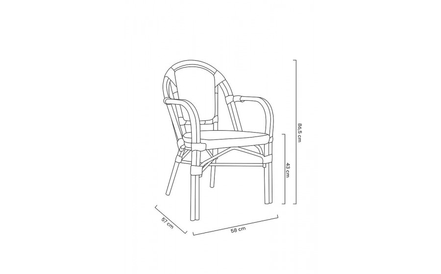 Krzesło CAFE PARIS ARM brązowe rattan