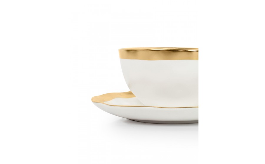 KARE komplet 4 filiżanek BELL biało-złoty