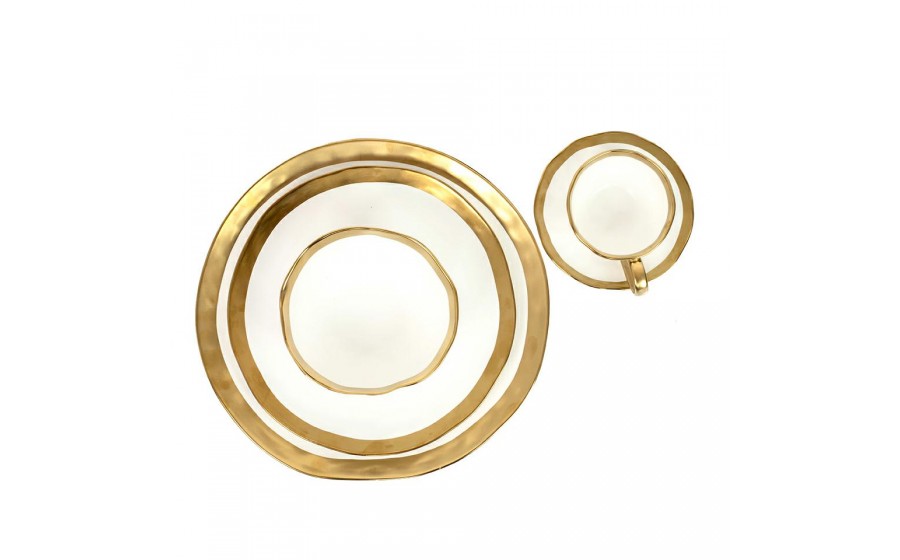 KARE komplet 4 filiżanek BELL biało-złoty