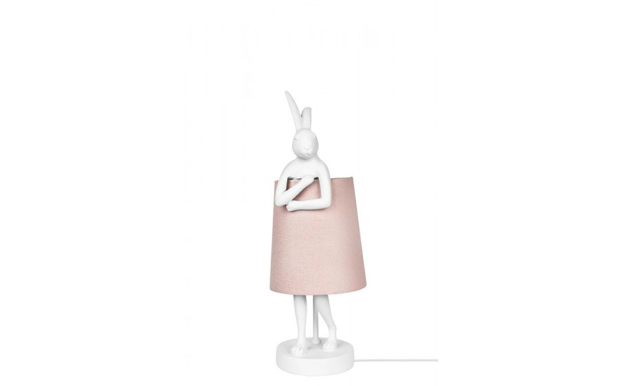 KARE lampa stołowa RABBIT 50 cm  biała / różowa