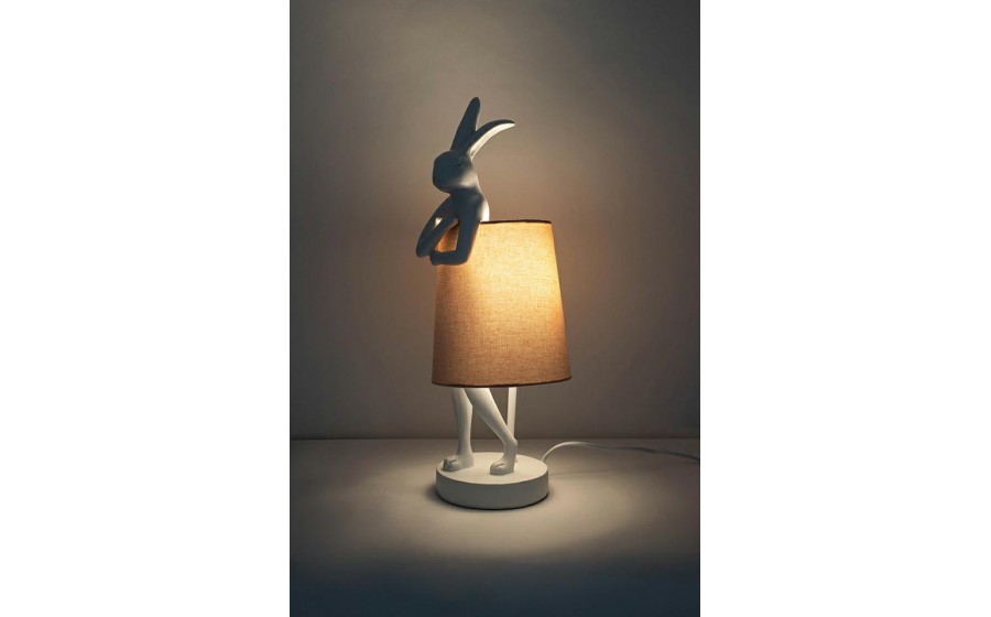 KARE lampa stołowa RABBIT 50 cm  biała / różowa