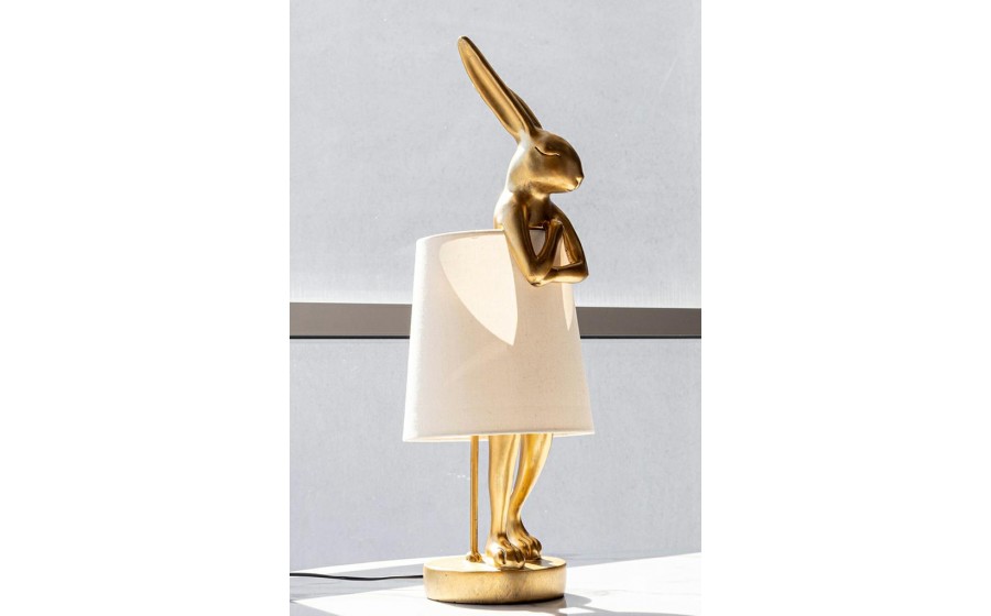 KARE lampa stołowa RABBIT 68 cm  złota / biała