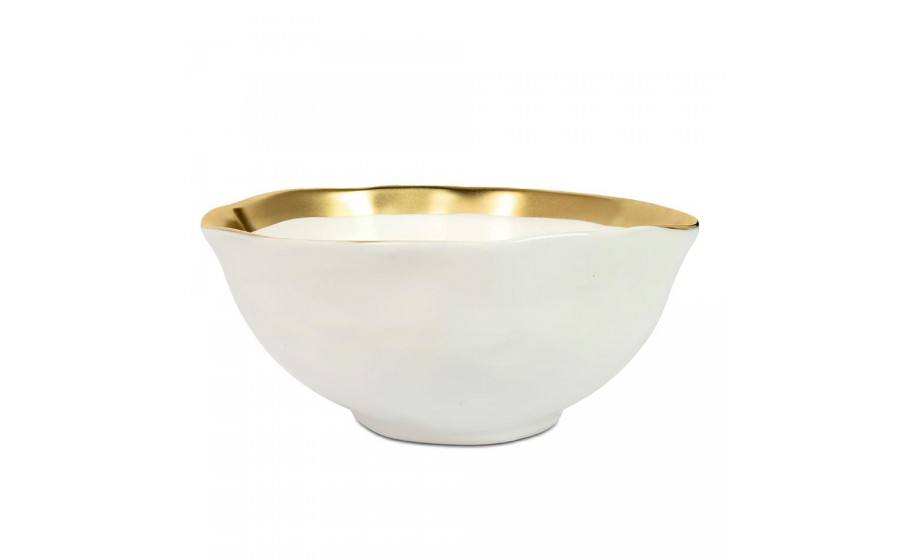 KARE komplet 4 misek BELL 15 cm biało-złoty