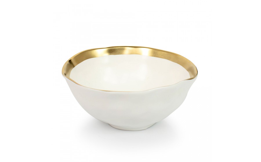 KARE komplet 4 misek BELL 15 cm biało-złoty