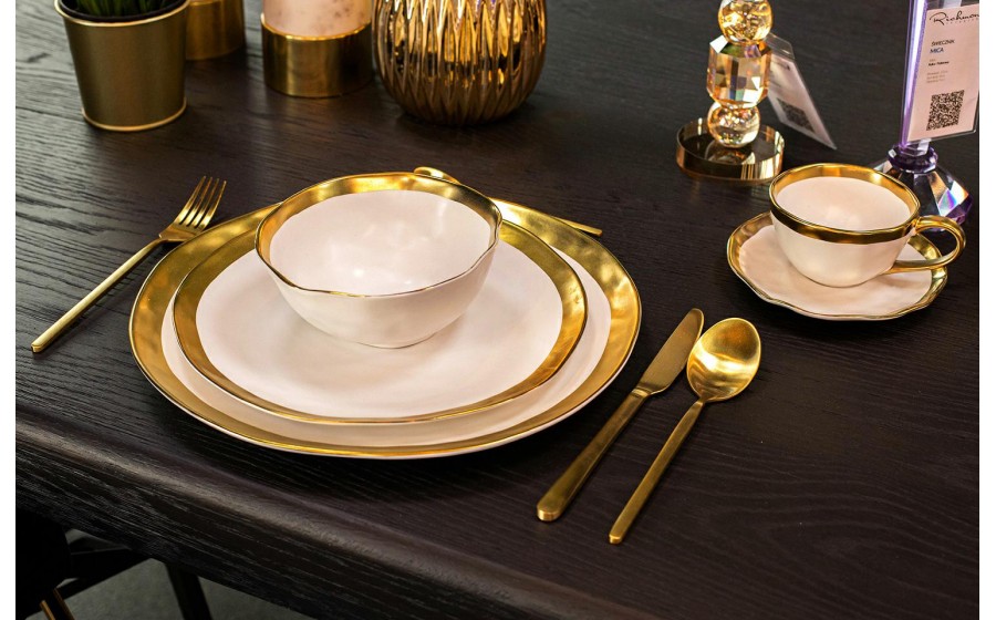 KARE komplet 4 misek BELL 15 cm biało-złoty