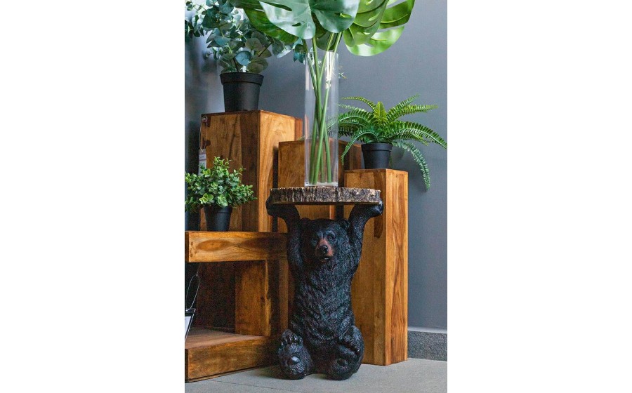 KARE stolik BEAR 53x33 cm drewniany / czarny