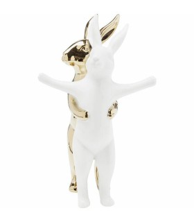 KARE figurka dekoracyjna HUGGING RABBITS biało-złota