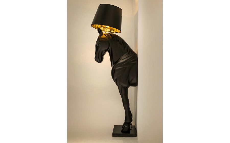 Lampa podłogowa KOŃ HORSE STAND M czarna - włókno szklane