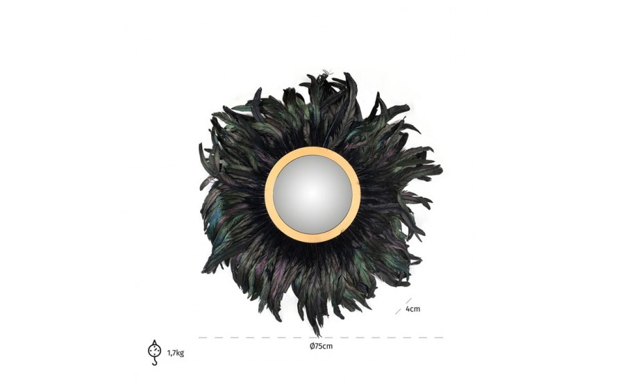 RICHMOND lustro ścienne MADLEN z piórami - czarne