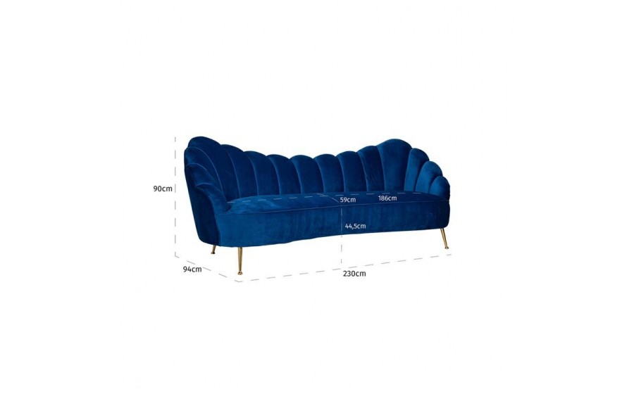 RICHMOND sofa COSETTE BLUE - welur, podstawa złota