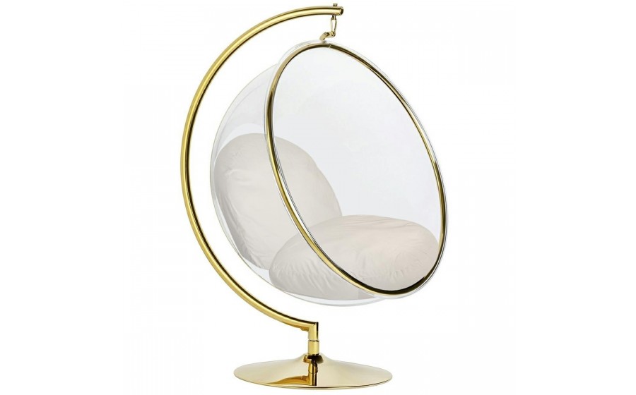 Fotel BUBBLE STAND GOLD VELVET poduszka beżowa