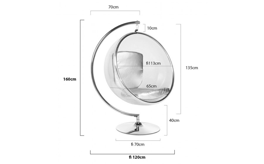 Fotel BUBBLE STAND poduszka żółta - podstawa chrom, korpus akryl, poduszka wełna