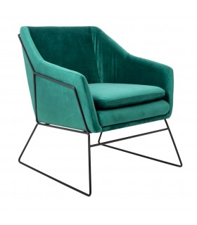 Fotel tapicerowany EMMA VELVET ciemny zielony welur - podstawa czarna