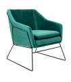 Fotel tapicerowany EMMA VELVET ciemny zielony welur - podstawa czarna