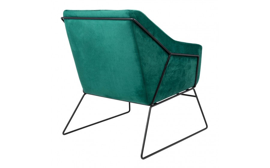 Fotel tapicerowany EMMA VELVET ciemny zielony welur - podstawa czarna