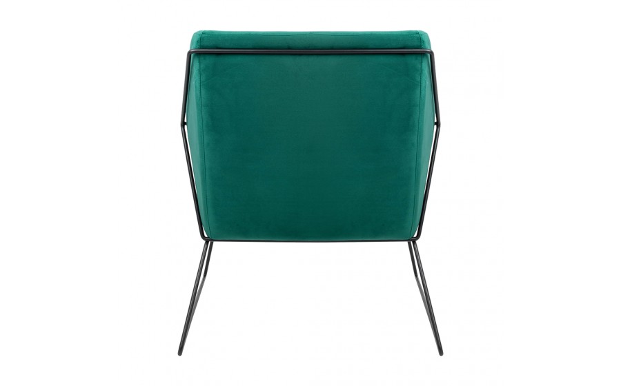 Fotel tapicerowany EMMA VELVET ciemny zielony welur - podstawa czarna