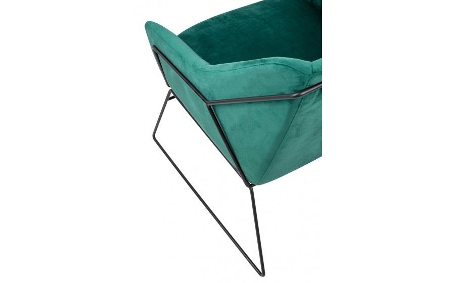 Fotel tapicerowany EMMA VELVET ciemny zielony welur - podstawa czarna