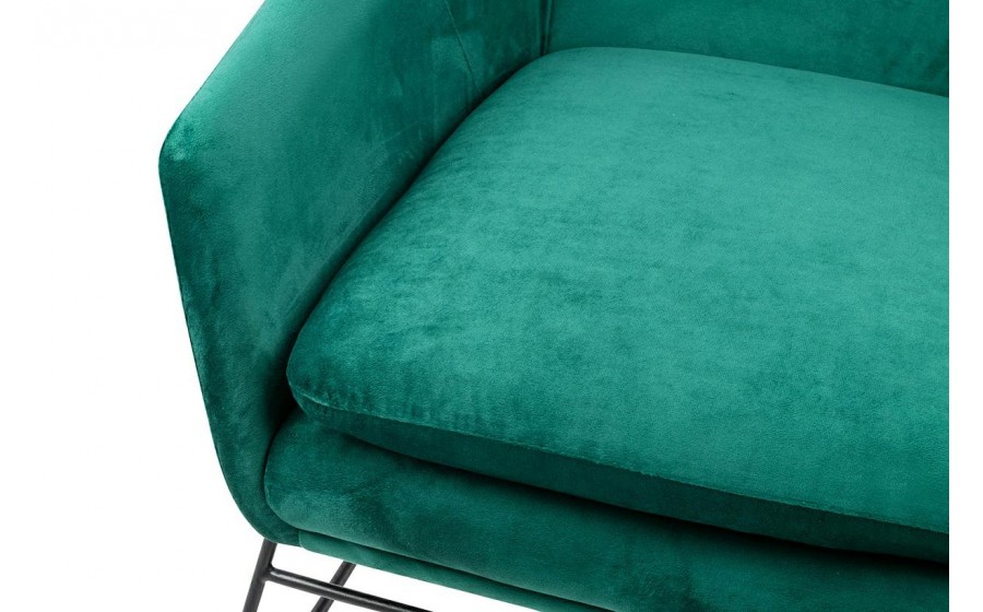 Fotel tapicerowany EMMA VELVET ciemny zielony welur - podstawa czarna