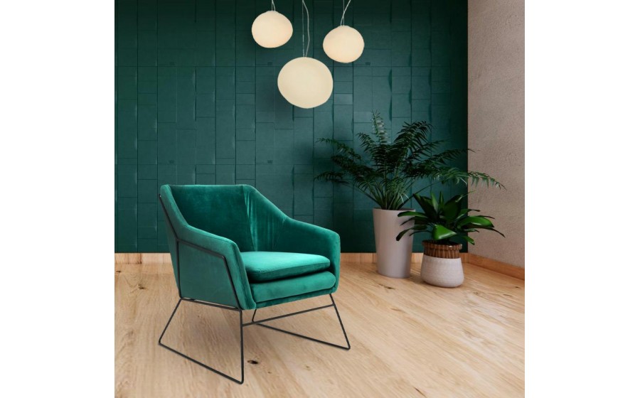 Fotel tapicerowany EMMA VELVET ciemny zielony welur - podstawa czarna