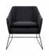 Fotel tapicerowany EMMA VELVET czarny welur - podstawa czarna