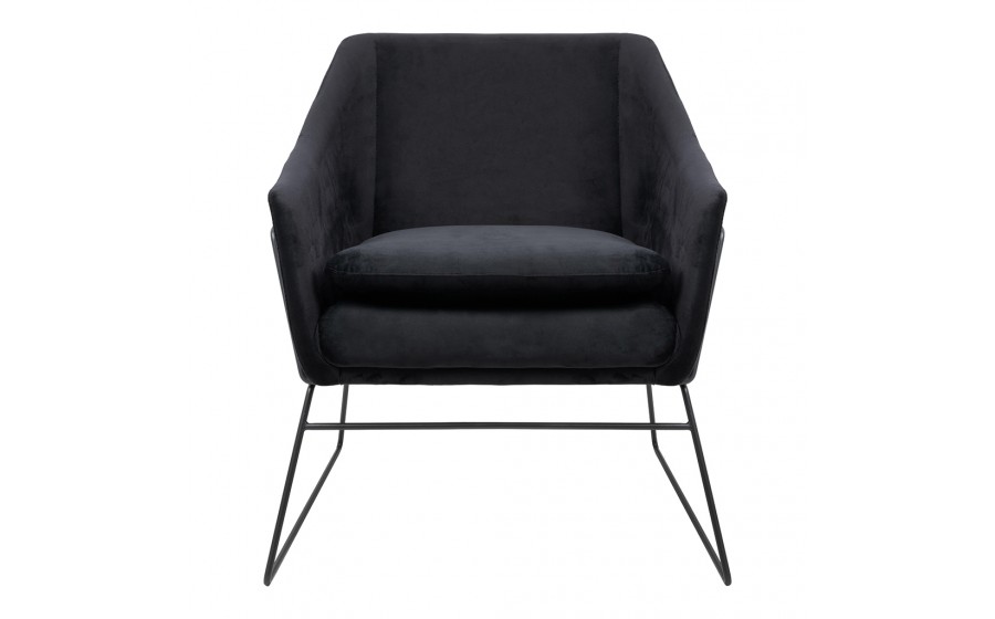 Fotel tapicerowany EMMA VELVET czarny welur - podstawa czarna