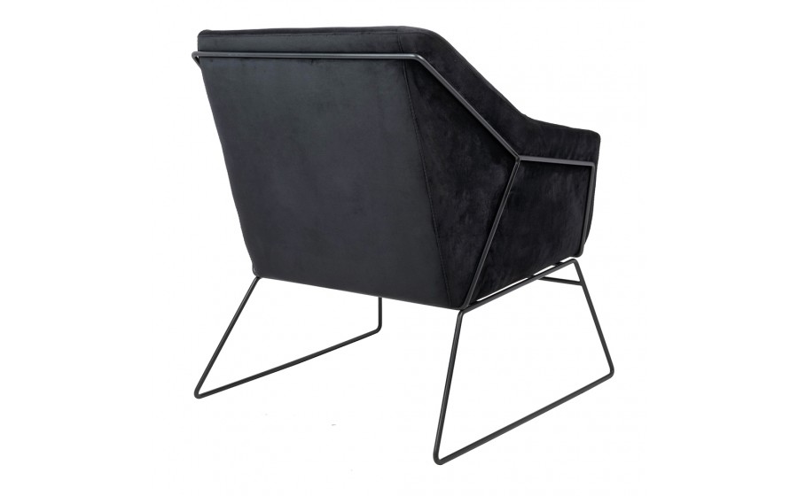 Fotel tapicerowany EMMA VELVET czarny welur - podstawa czarna