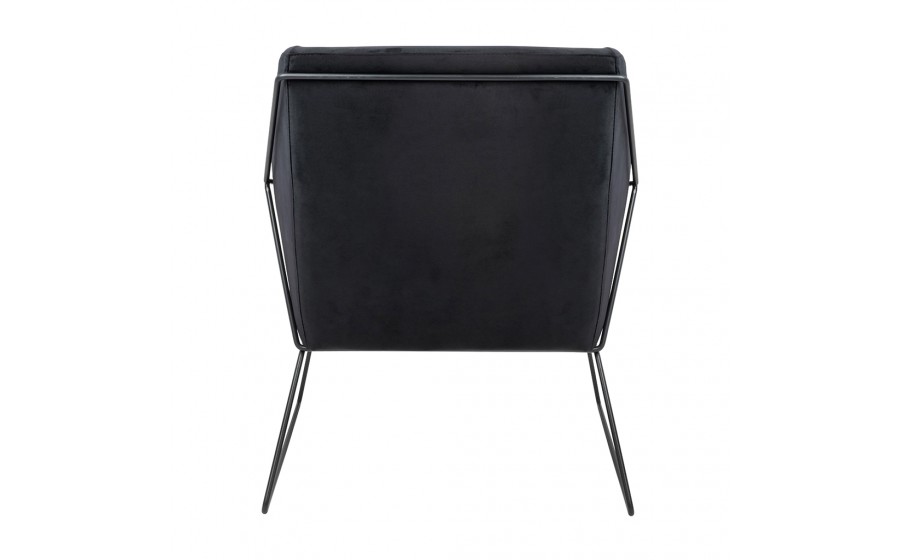 Fotel tapicerowany EMMA VELVET czarny welur - podstawa czarna