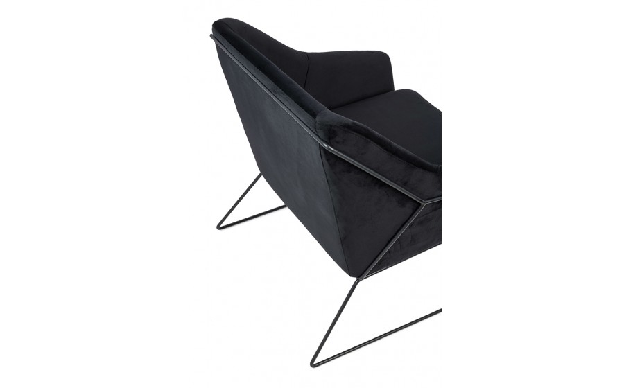 Fotel tapicerowany EMMA VELVET czarny welur - podstawa czarna
