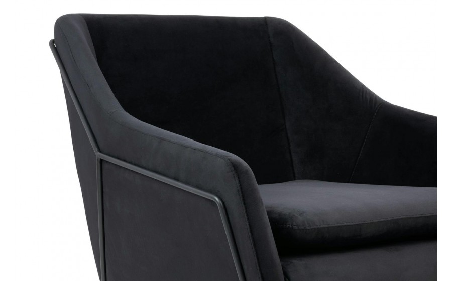 Fotel tapicerowany EMMA VELVET czarny welur - podstawa czarna