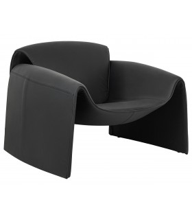 Fotel tapicerowany do salonu FLESSI czarny ekoskóra
