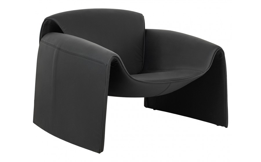 Fotel tapicerowany do salonu FLESSI czarny ekoskóra