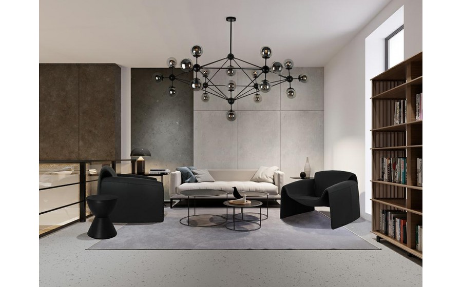 Fotel tapicerowany do salonu FLESSI czarny ekoskóra