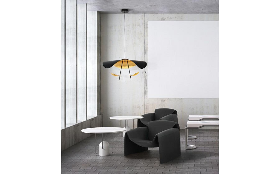 Fotel tapicerowany do salonu FLESSI czarny ekoskóra