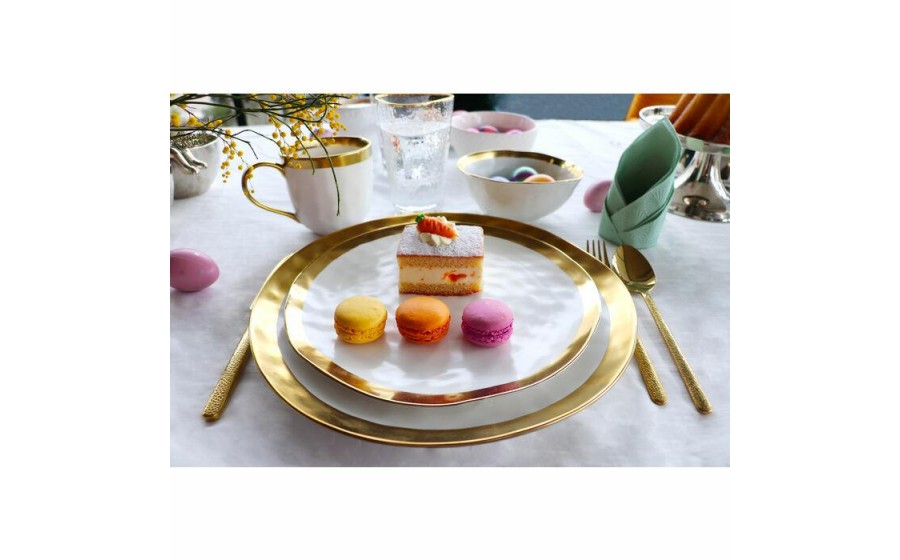 KARE komplet 4 kubków BELL biało-złoty