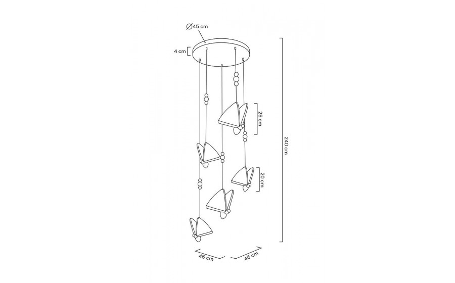 Lampa wisząca BUTTERFLY DISC 5 złota