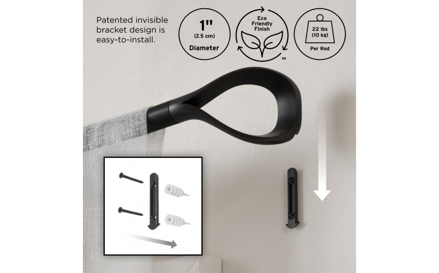 UMBRA karnisz LOOP 1 107 - 305 cm czarny