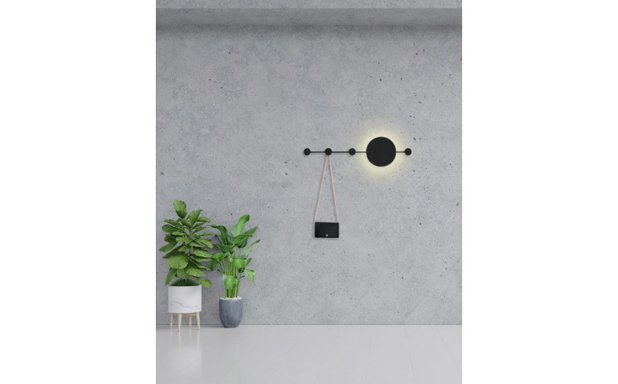 MOOSEE lampa ścienna SHADOW HANG z wieszakiem czarna