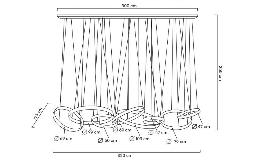 MOOSEE lampa wisząca LIBERTY LINE 8 złota