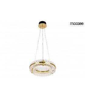 MOOSEE lampa wisząca SATURNUS 47 DUO złota - LED, kryształ, stal szczotkowana