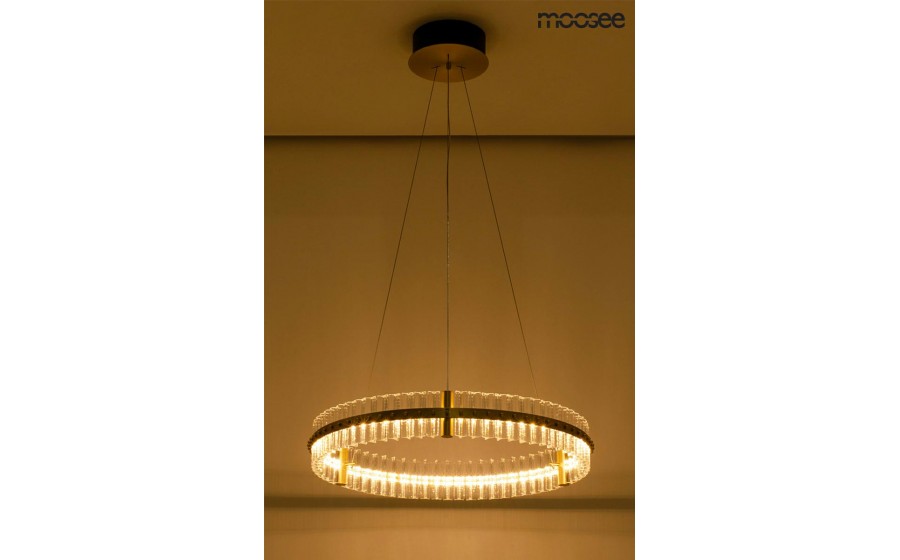 MOOSEE lampa wisząca SATURNUS 70 złota - LED, kryształ, stal szczotkowana