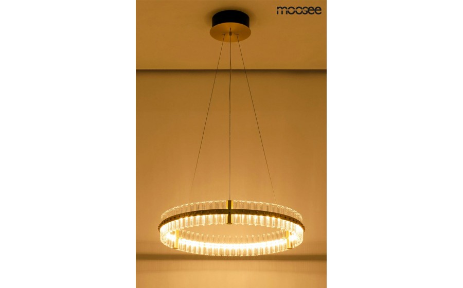 MOOSEE lampa wisząca SATURNUS 70 złota - LED, kryształ, stal szczotkowana