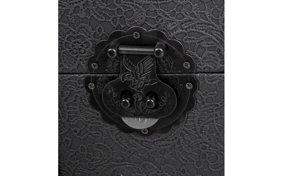 skrzynia dekoracyjna, KARE skrzynia VOYAGE M, czarna skrzynia, styl vintage, styl industrialny,
