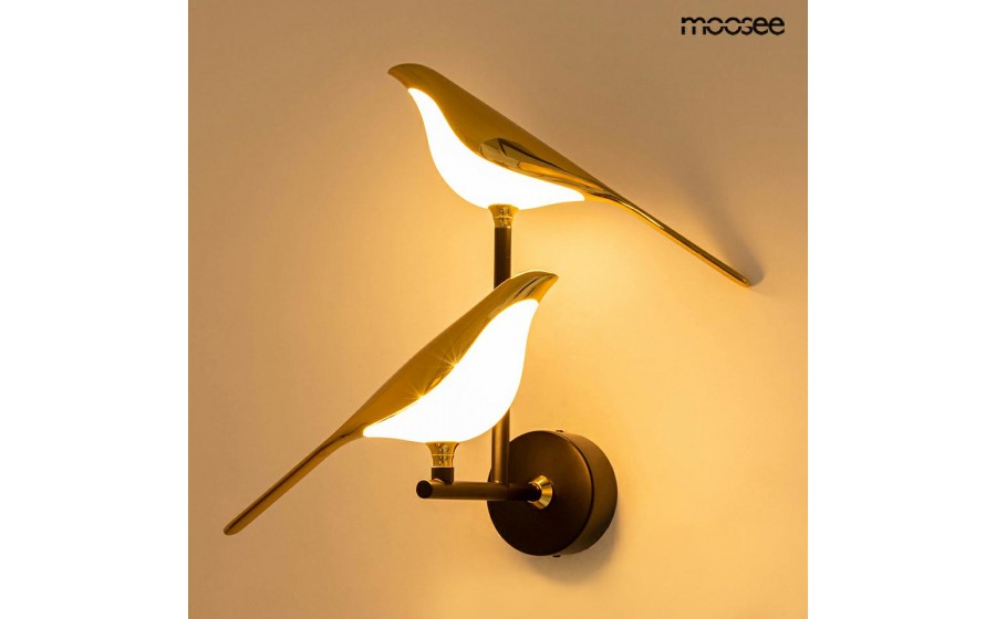 MOOSEE lampa ścienna BIRD TWIN złota